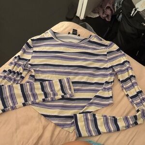 Streetwear Society Purple and Yellow Striped Crop Top